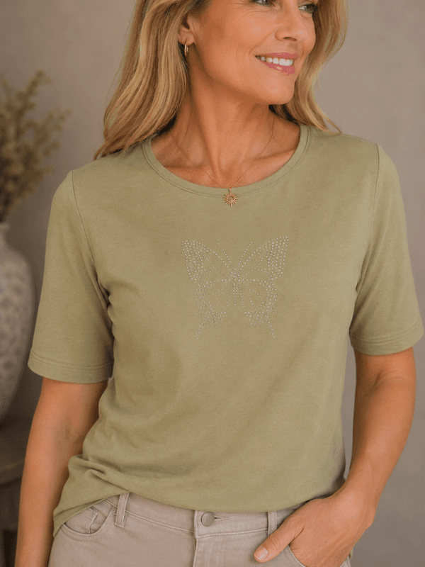 KakiT shirt Sommerfugl
