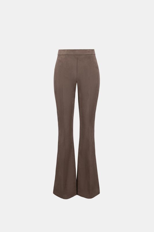 Scuba Suede Flared Pull-On Pants Mink