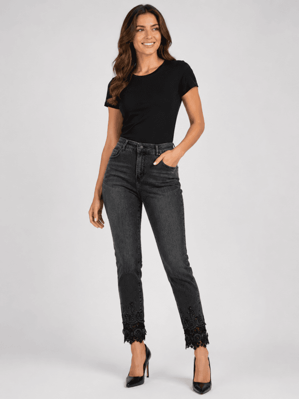 Frank Lyman Sorte Jeans Med Stener