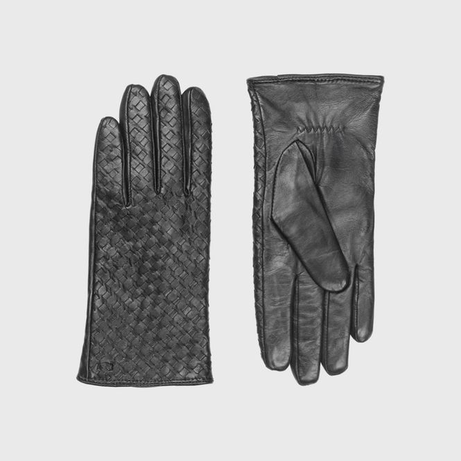 Hovedbilde Skinnhansker mørk brune flettet