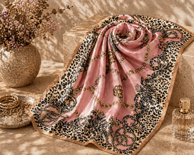 Hovedbilde Silke skjerf rosa
