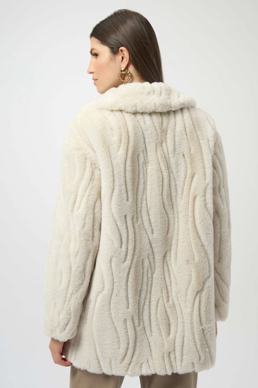 Textured Faux Fur Shawl Collar Coat