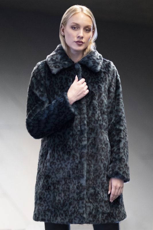 Aleksander Of Norway Blå Leopard Fuskepels kåpe